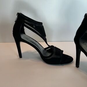 Black Suede Women's Open-Toe Heels Size 6.5